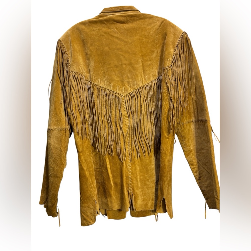 SCULLY Women's Tan Suede Leather Western Fringe Jacket XL - Picture 2 of 6